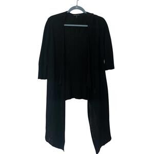 Eileen Fisher Black Knit Asymmetrical Open Front Sweater Size L